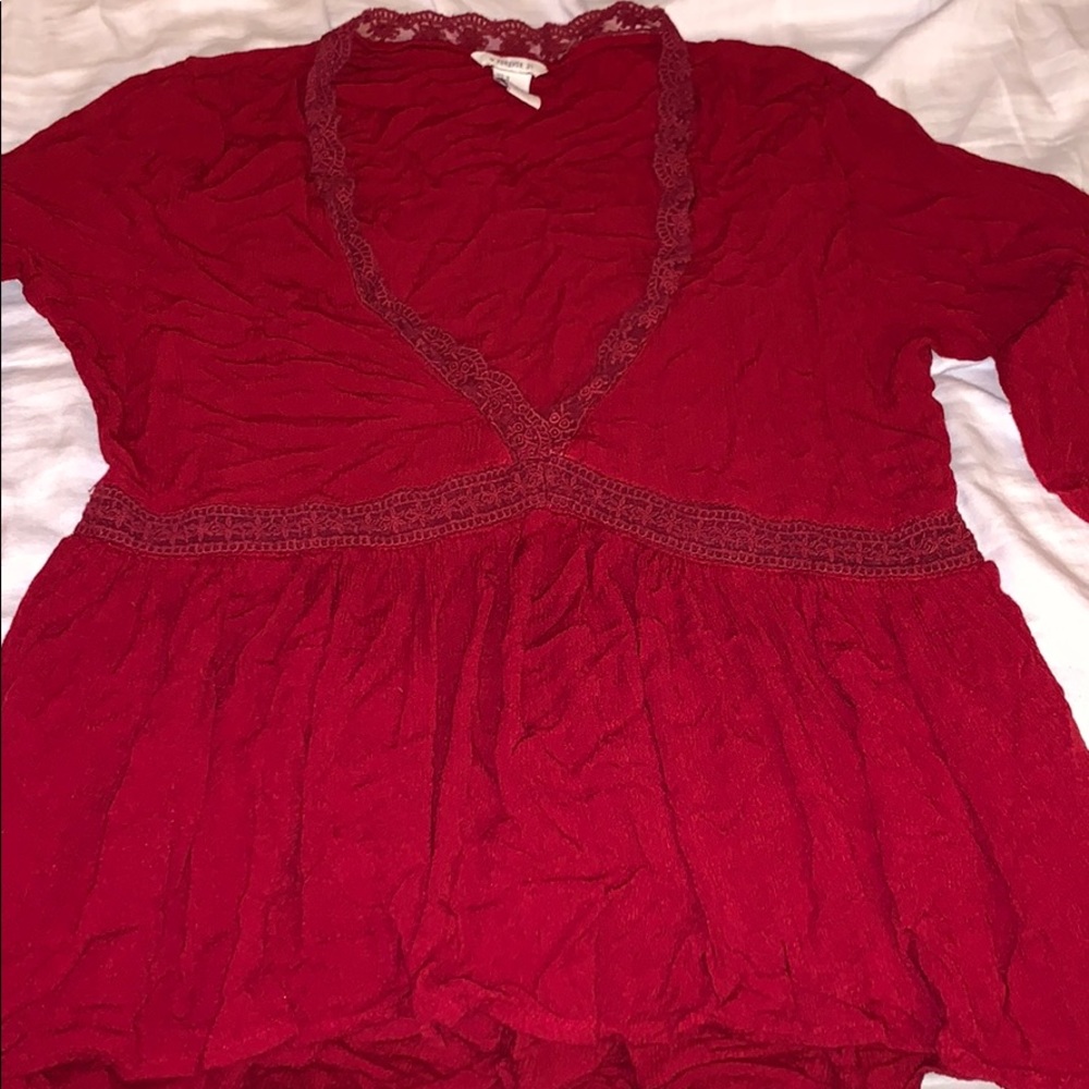 Red long sleeve blouse